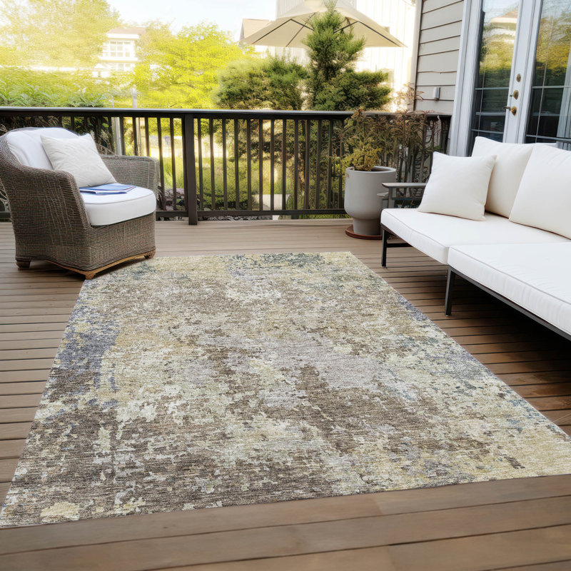 Tapis beige intérieur / extérieur lavable à la machine Cicel ACN1162, Rectangle 5 pi x 7 pi 6 po
