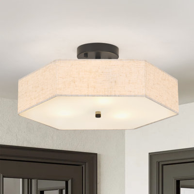 Plafonnier semi-encastré 3 lumières noir mat 