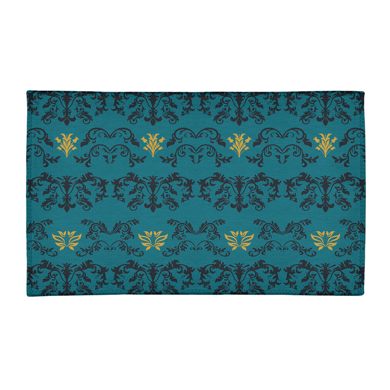 Tapis vert / noir Damask, Rectangle de 3 pi x 5 pi