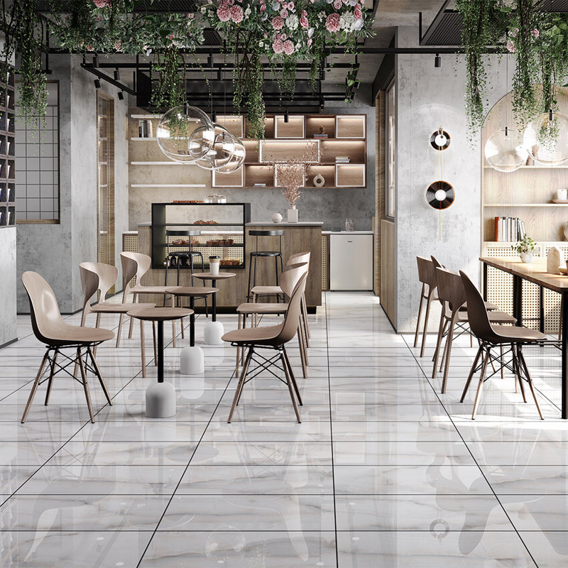 Carreau de porcelaine polie pour plancher et mur 12 po x 24 po Monarch Bianco