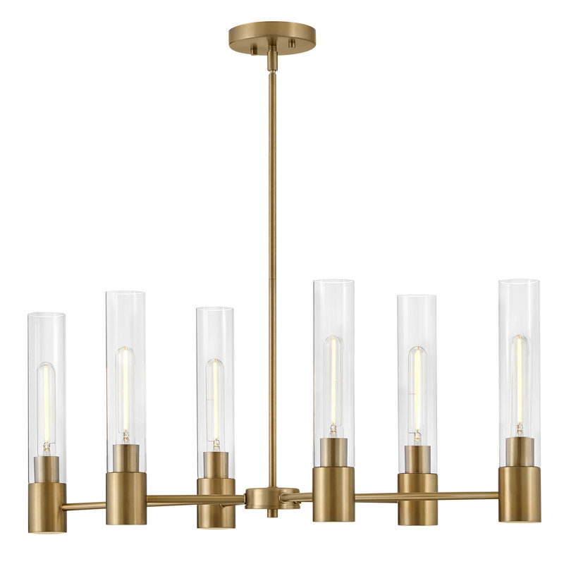 Shea 6-Light Lacquered Brass and Clear Glass Chandelier