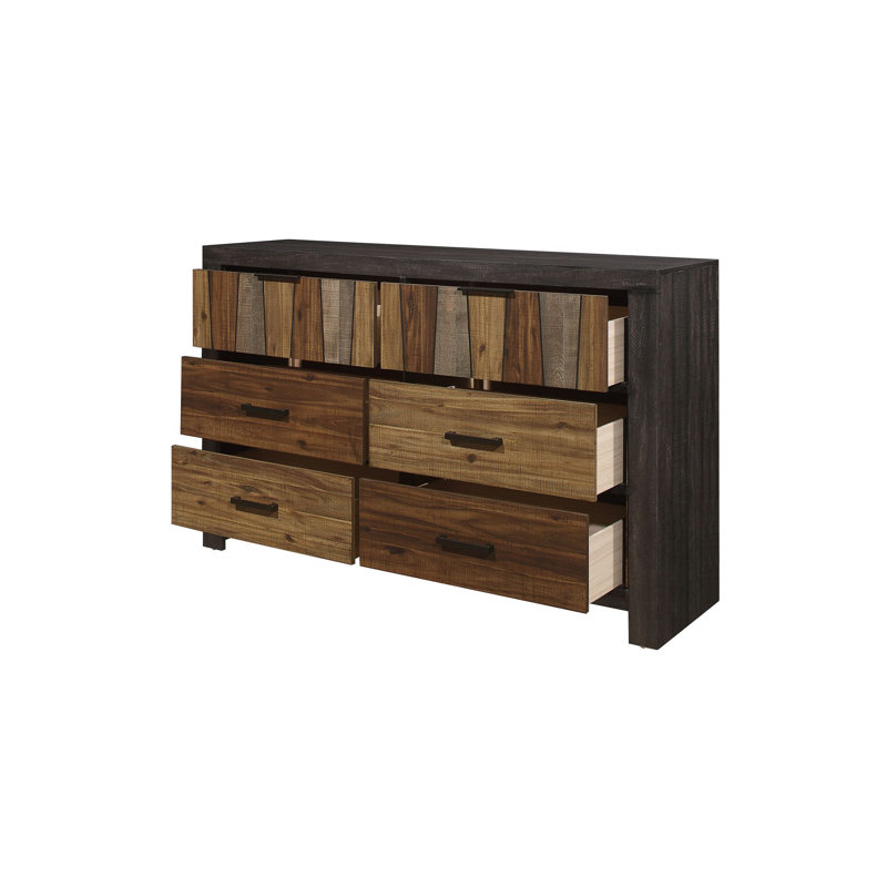 Ensemble de chambre à coucher à panneaux en faux bois ébène foncé-ébène-acajou 3-2 Enderson, Simple