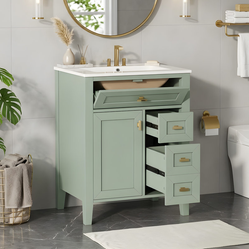 Meuble-lavabo 24 po avec lavabo, Vert clair