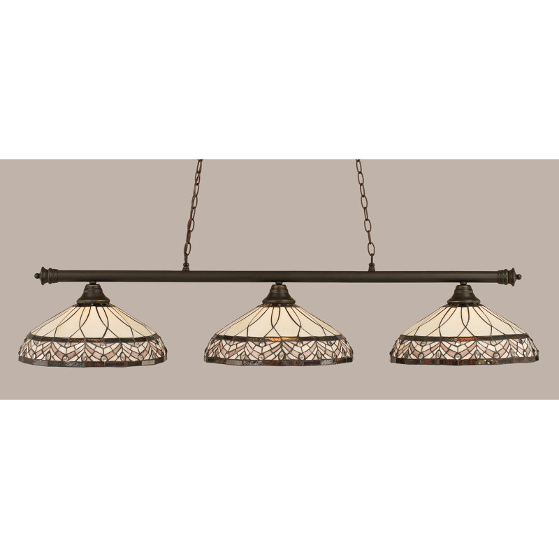 Oxford 3 Light Bar Shown In Brushed Nickel Finish With 16" Royal Merlot Art Glass, Dark Granite