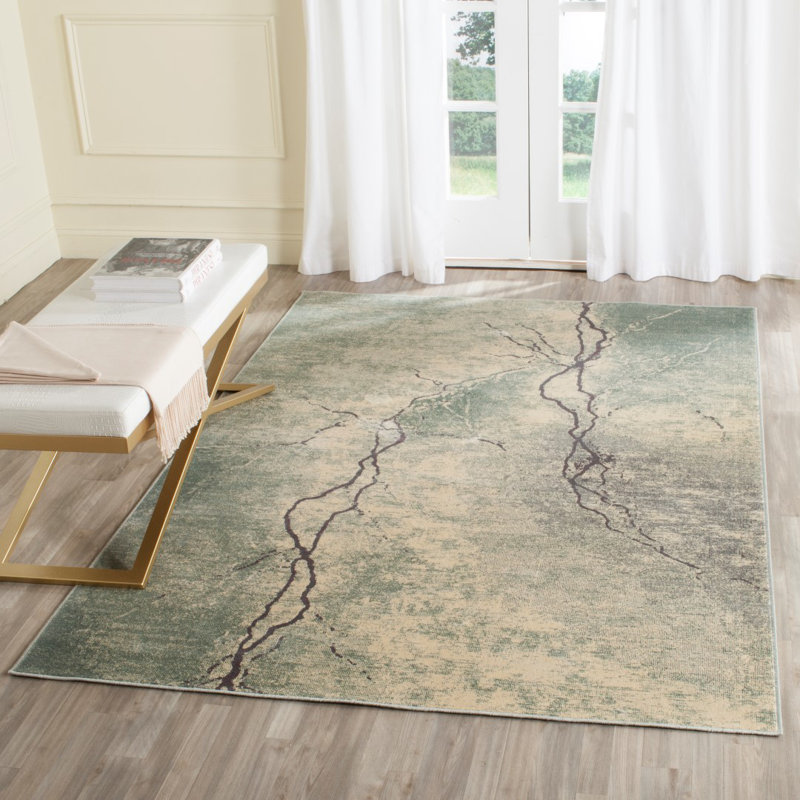 Thursa Vintage Performance Abstract Rug, Rectangle 6'7" x 9'2"