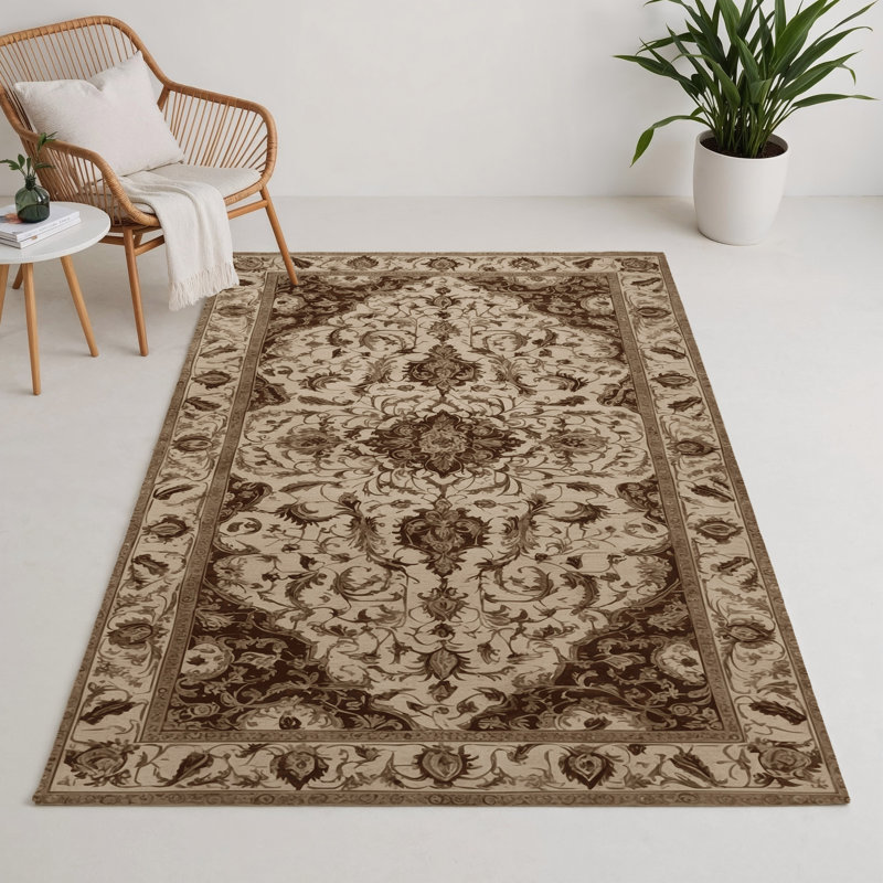 Tapis d'intérieur et d'extérieur brun français, Rectangle 9 pi x 12 pi