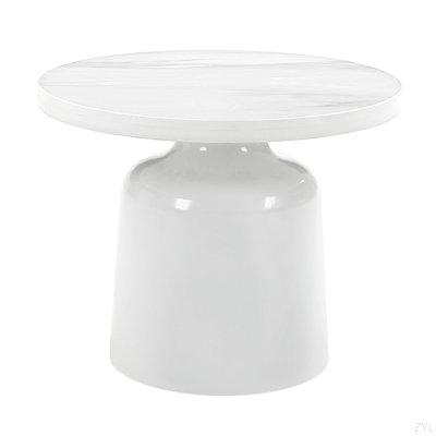 Table de bout en marbre et blanc ultrabrillant