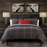 Heath Graphite Plaid Woven Cotton Heathd Modern Classic Comforter Set