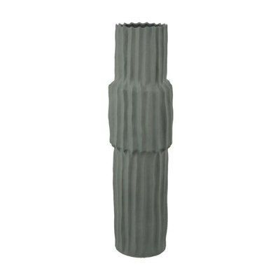 Decorative Accent Vase, Sleek Cactus Design,  Green Ceramic