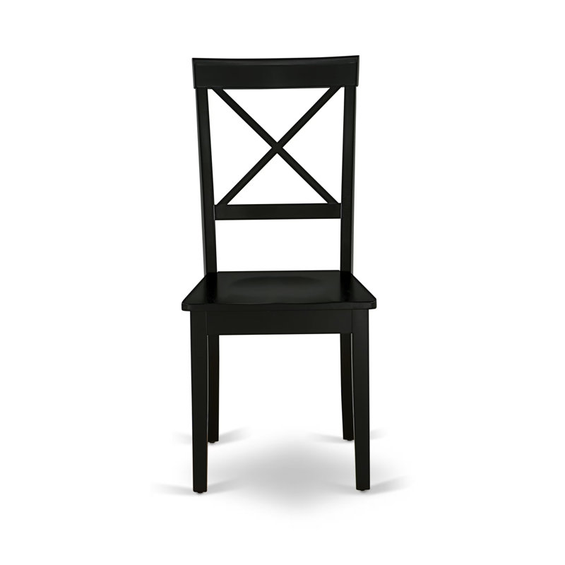 Ensemble de 2 chaises de salle à manger Boston - dossier en bois massif, noir, Noir