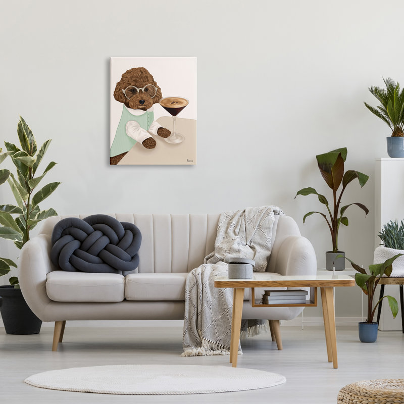 Chien avec un martini espresso par Tara Royle, H 30 po x l 24 po x P 1,5 po