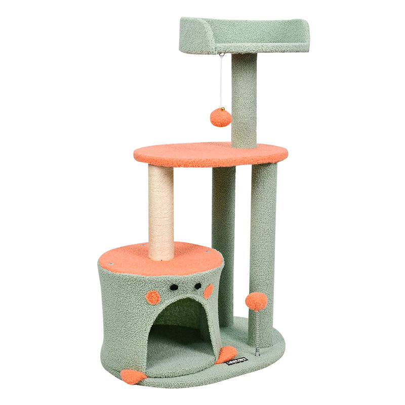 Arbre à chat avec perchoir en fausse fourrure 34 po GOOPAWS, vert, Vert