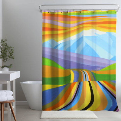 Shower Curtain LA89 – Polyester Shower Curtain, Dye Sublimation Print, 71" W × 74" L
