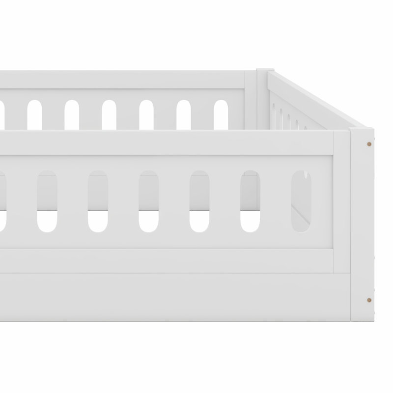 Lit plateforme en bois avec garde-corps, Blanc