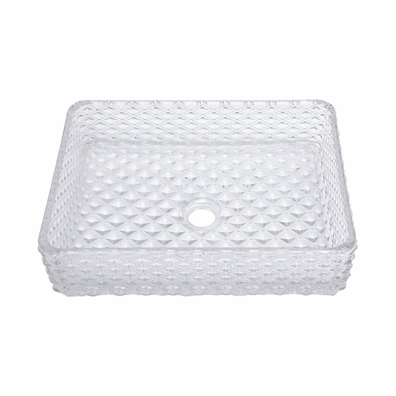 Bathroom Vessel Sink With Pop-Up Drain, Rectangle Sink For Bathroom