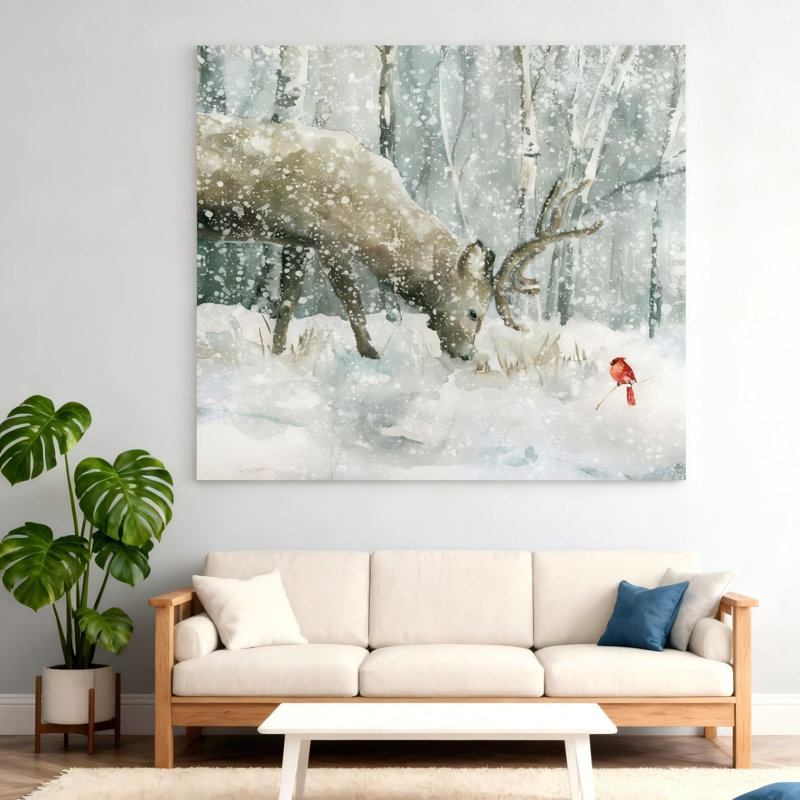 «Snowy Winter Forest», art mural sur toile sans cadre 16 po x 16 po