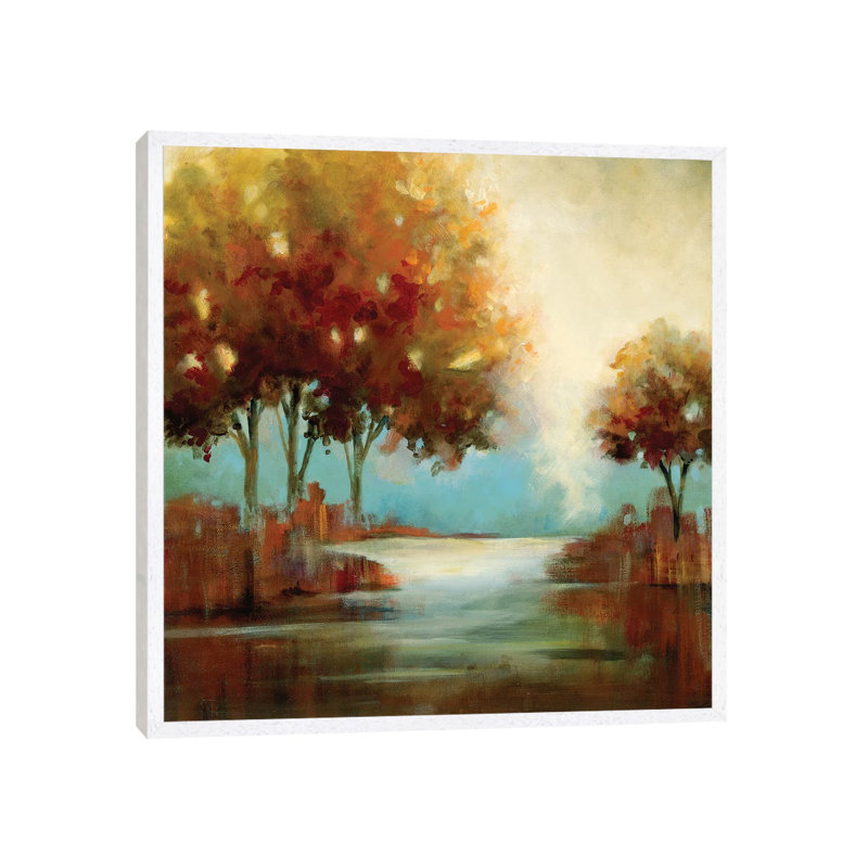Fall River II 1 Piece Painting on Canvas, 45.72 cm H x 45.72 cm W, White Framed