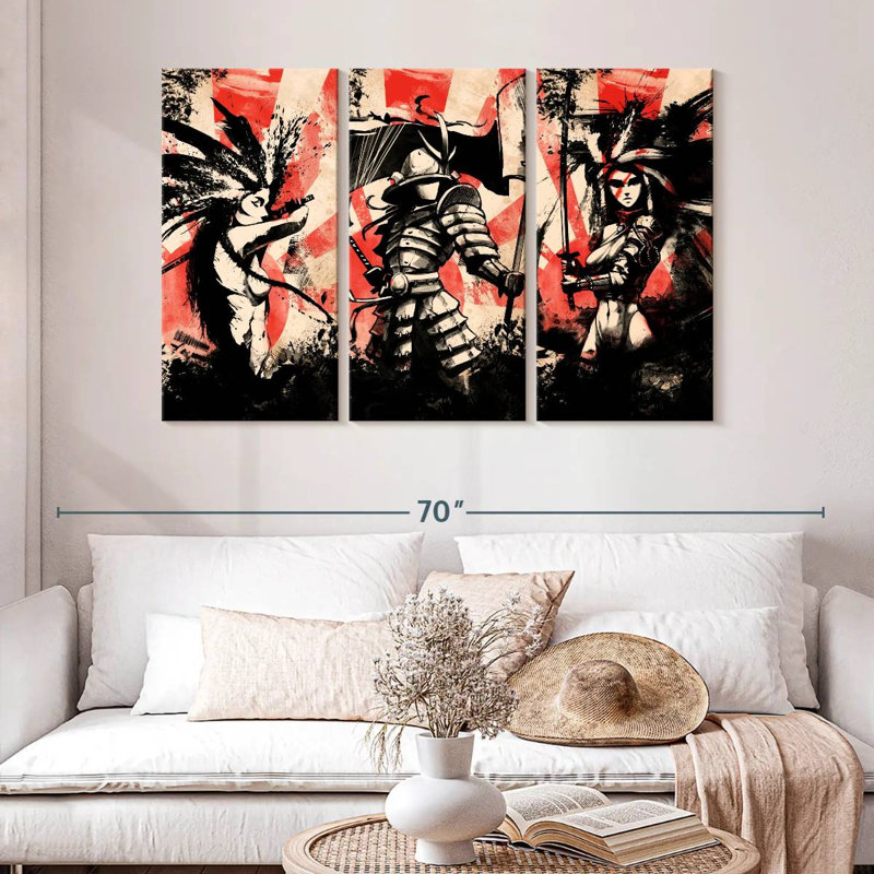 Leisha Samurai Warrior Trio, 32" H x 50" W