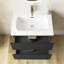 Meuble-lavabo flottant 24 po noir et noyer, lavabo intégré en céramique avec trop-plein et 3 trous de robinet, rangement spacieux pour les salles de bain modernes-129767594-129767597