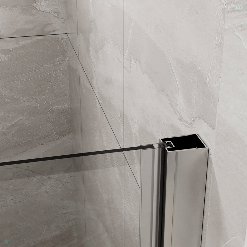 Porte de douche pliante en verre sans cadre 34 po x 72 po avec base en acrylique, verre trempé transparent de 1/4 po, pliable