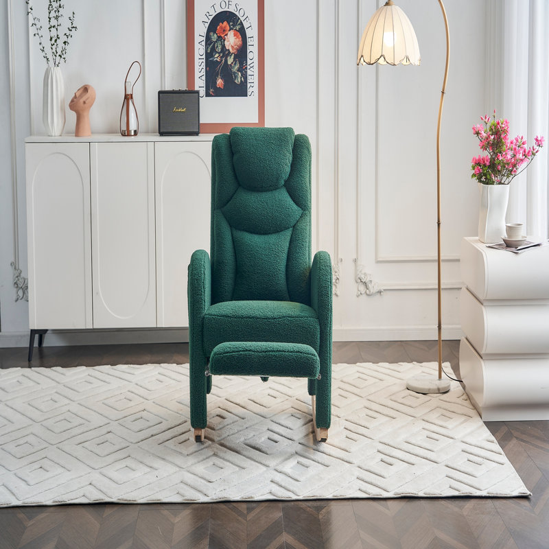 Chaise berçante en tissu avec repose-pieds réglable, Vert