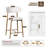 Counter Height Bar Stools Set of 2, Upholstered Modern Barstools with Metal Legs for Kitchen Island Dining Room, Beige Linen Kitchen Counter Stools