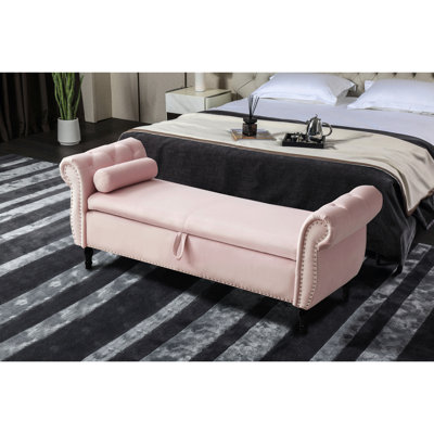 Velours rose de 63 po avec grand espace de rangement pour les couvertures