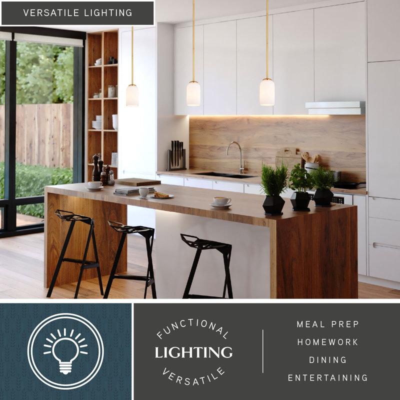 Shelby Natural Brass Mini Pendant Light with White Glass Shade
