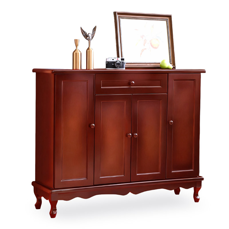 Red Coffe Solid + Manufactured Wood Shoe Storage Bench, Red Coffe