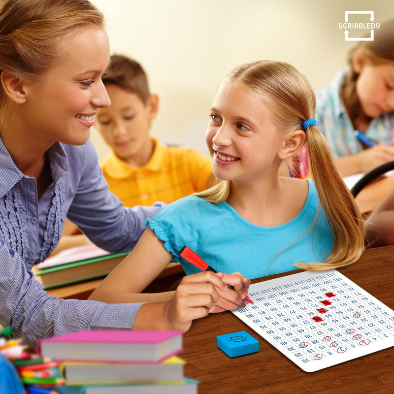 Scribbledo Dry Erase Number Chart 9”x12” White Board Teacher Student 100 Chart For First Grade Classroom Kid Small Math Practise Whiteboard Kindergarten 1st Grade School Supplies