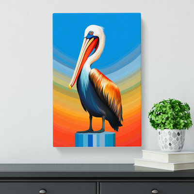 Pelican Op Art - Wrapped Canvas