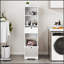 Armoire de trieur de linge inclinable à un compartiment et à un tiroir, peu encombrante et élégante pour une organisation à domicile efficace.