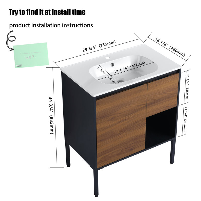 Ensemble de meuble-lavabo simple 29,37 "Demetrina