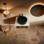  Meuble-lavabo flottant 24 po, vasque en marbre noir veine, base en chêne clair-750767372