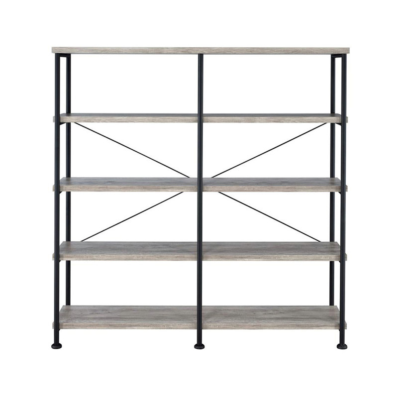 Bibliothèque ouverte à 4 tablettes en bois flotté gris et noir