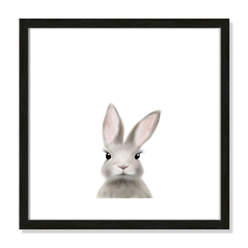Art encadré en lapins forestières, H 17 po x l 17 po x P 1,19 po, Cadre boîte à grain de bois noir
