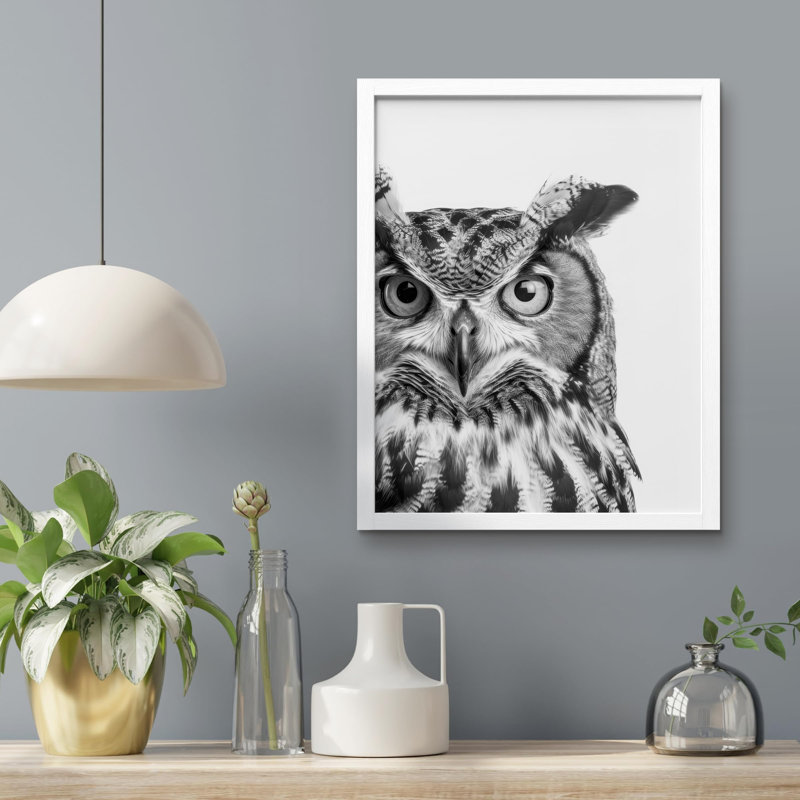 "Photographie de hibou noir et blanc" sur, Blanc, H 14 po x l 11 po