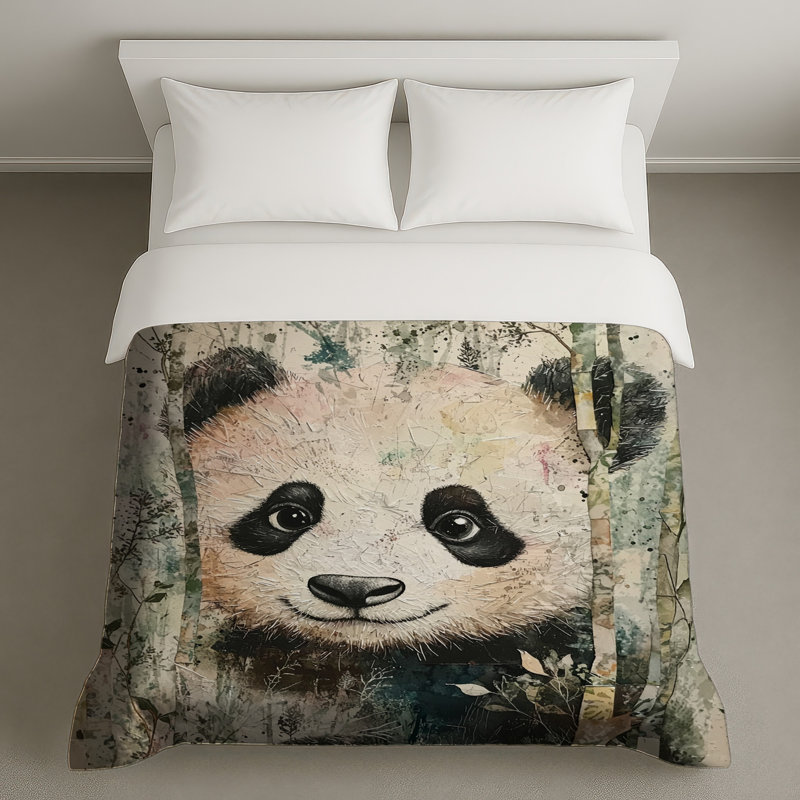 Housses de couette Panda dans la forêt de bambous, Très grand lit