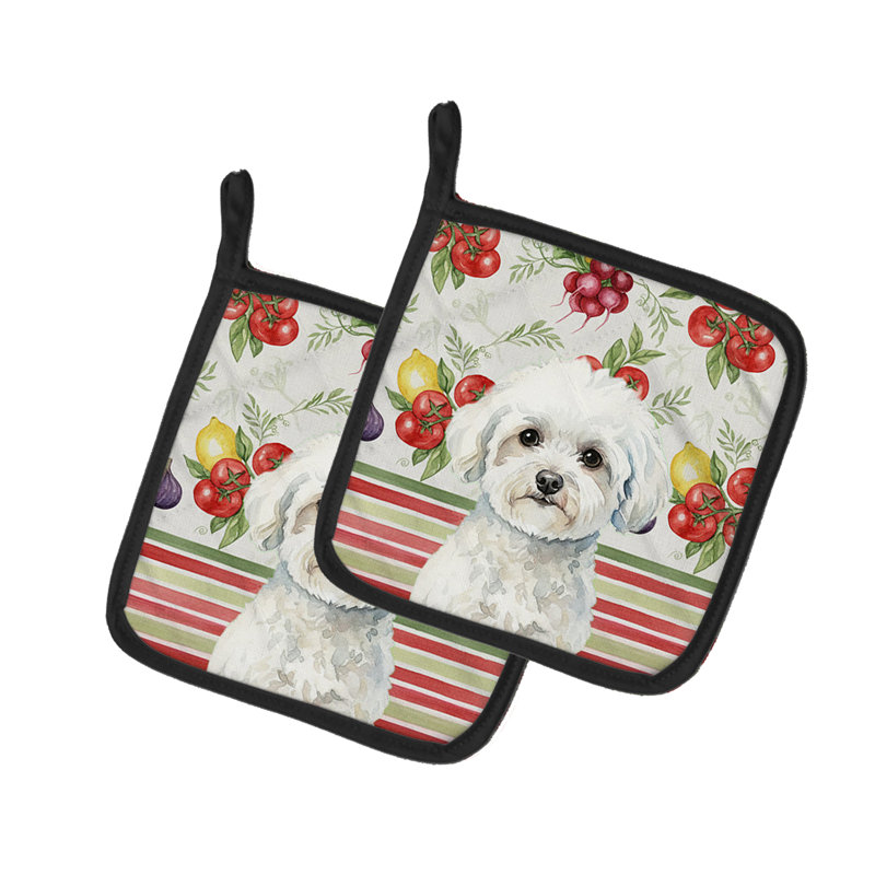 Paire de porte-casseroles Bichon Frise