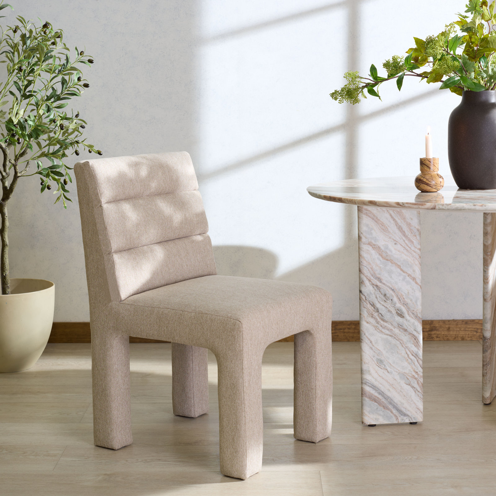 Shepha Dining Chair, Taupe Linen