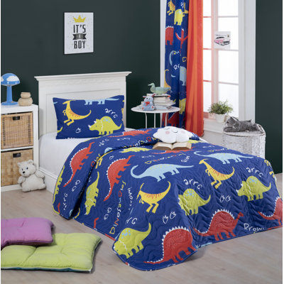 Ensemble de couvre-lit matelassé élégant Elegant, bleu / rouge / jaune, 63 x 87 | Housse 65% coton / 35% polyester, rembourrage 100% fibre, lavable à la machine, fermeture de la taie d'oreiller, fermeture de la couette à boutons, contexture de 120 fils, décoration confortable et élégante