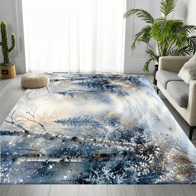 Tapis paysage aquarelle Winter Forest
