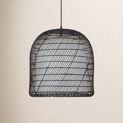 Verbana Single Light Rattan Steel Pendant