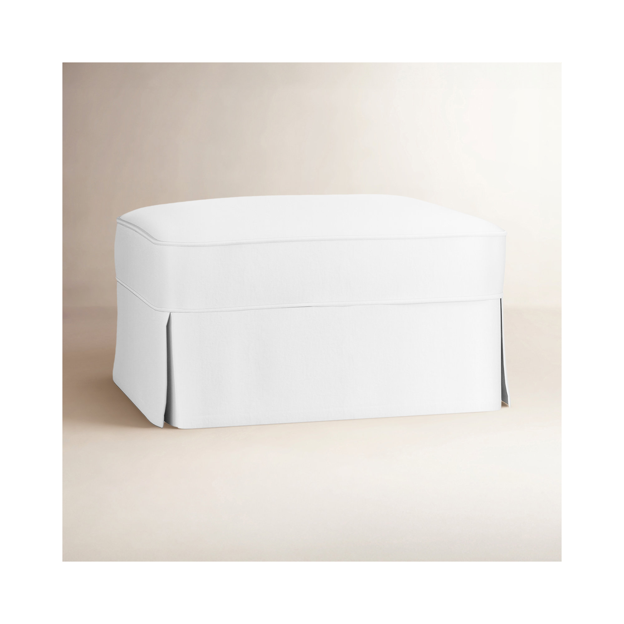 Amari Upholstered Ottoman, Classic Bleach White Twill