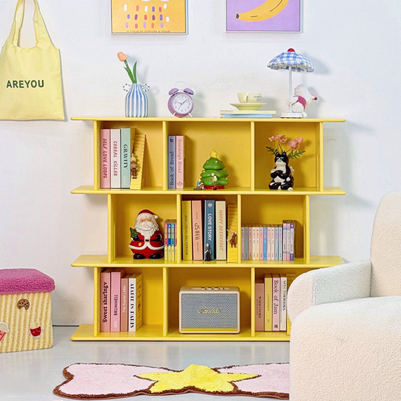 Bibliothèque multifonctionnelle de couleur unie, Jaune