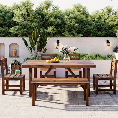 Ensemble d'extérieur en bois pour un dîner élégant - Améliorez votre atmosphère de patio