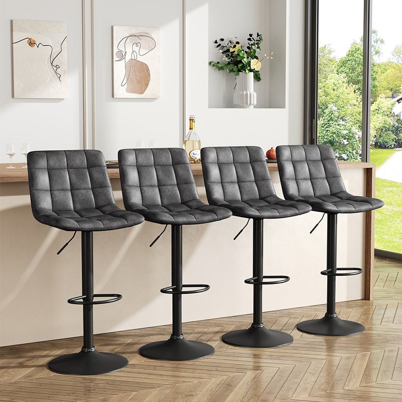 Nicho Swivel Upholstered Adjustable Height Counter Stool with Metal Frame