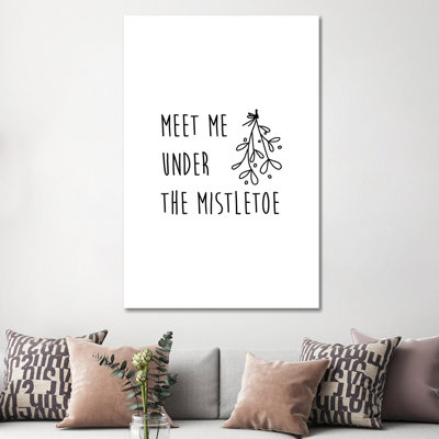 Meet Me Under The Mistletoe B&W by Orara Studio - Wrapped Canvas Gallery-Wrapped Canvas Giclée