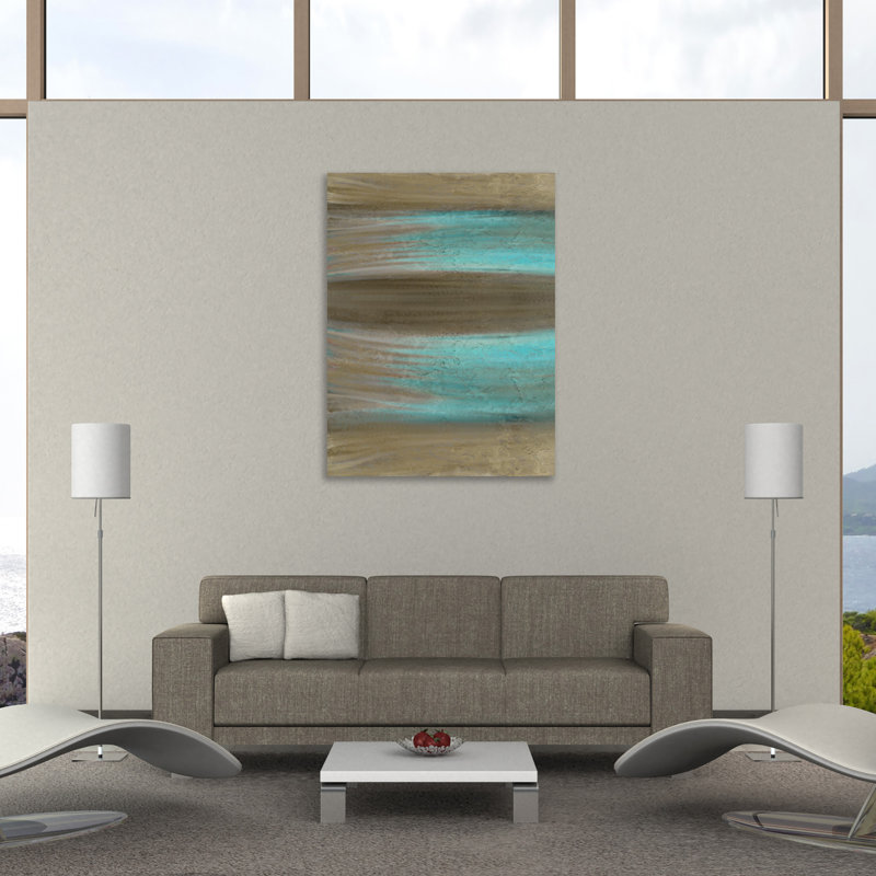 Turquoise Stream 1 by Kimberly Allen - Wrapped Canvas Painting, 81cm H x 61cm W x 4cm D