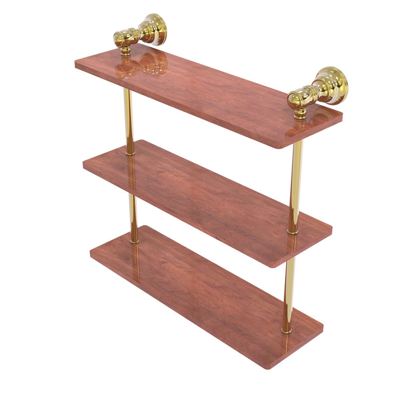 Étagère murale en bois triple Freyja, Laiton non laqué, H 16 po x l 16 po x P 5,54 po